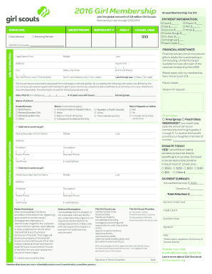 Girl Scouts Membership Application Form