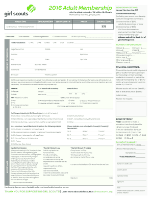 Girl Scouts Adult Membership Application