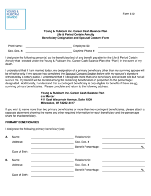 Young & Rubicam Inc. Career Cash Balance Plan Beneficiary Designation and Spousal Consent Form
