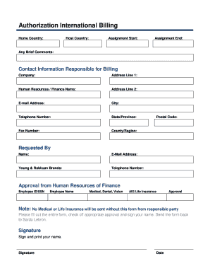 International Billing Authorization Form