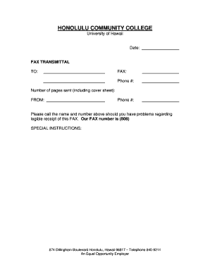 Hawaii Fax Transmittal Form