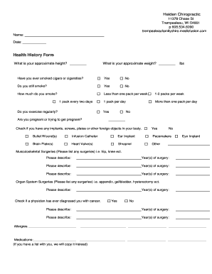 Health History Form