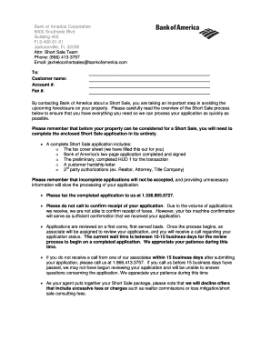 Bank of America Short Sale Application