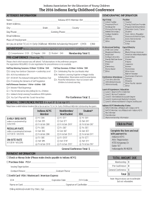 2016 Indiana Early Childhood Conference Registration Form