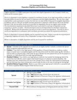 Dependent Eligibility and Enrollment Requirements