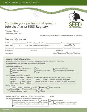 Alaska SEED Registry Application