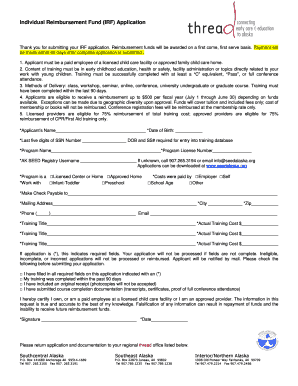 Alaska Individual Reimbursement Fund Application