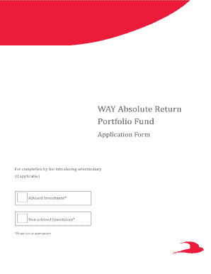 WAY Absolute Return Portfolio Fund Application Form