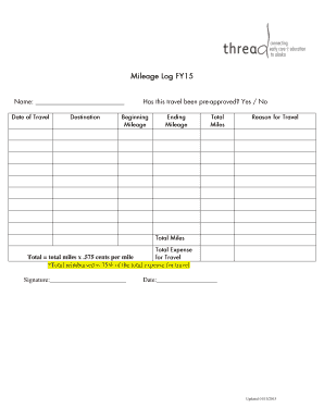 Mileage Reimbursement Form