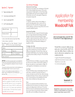 Woodcraft Folk Membership Application