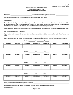 Employee Record of Work Time Lost