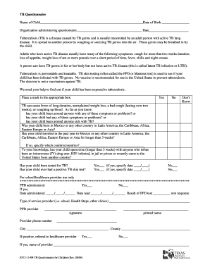 TB Questionnaire for Children