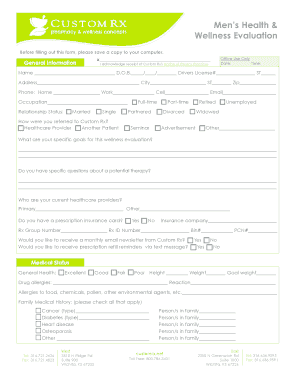 Men's Health and Wellness Evaluation Form