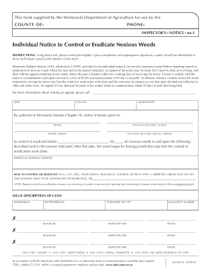 Minnesota Noxious Weed Control Notice