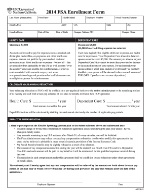 2014 FSA Enrollment Form