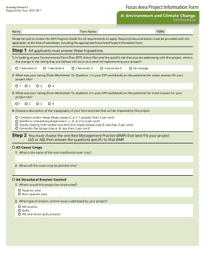 Growing Forward 2 Focus Area Project Information Form