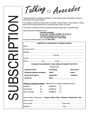 Talking Avocados Subscription Form