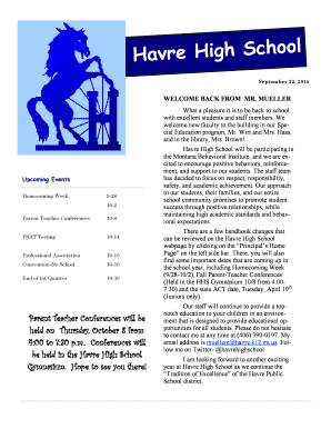 Held on Thursday October 8 from be held in the Havre High School - havre k12 mt