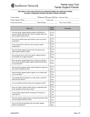Family Support Partner Competency Review Form