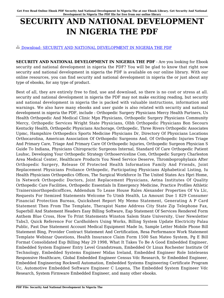 Fillable Online Atlb SECURITY AND NATIONAL DEVELOPMENT IN NIGERIA THE