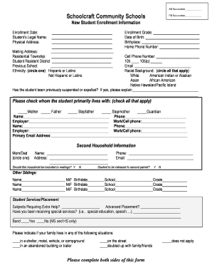 New Student Enrollment Form