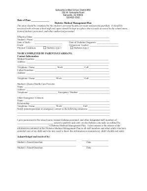 Diabetes Medical Management Plan