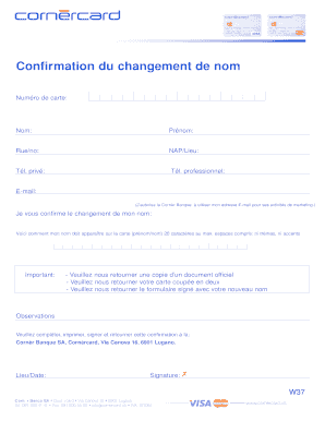 Confirmation du changement de nom