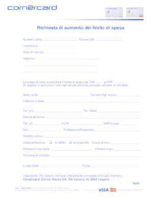 Richiesta di aumento del limite di spesa