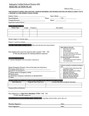 Seizure Action Plan