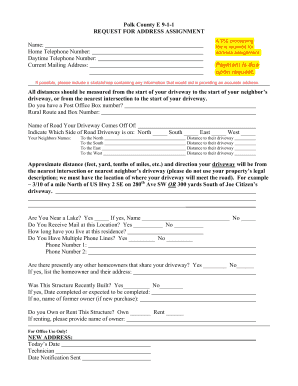 Polk County E 9-1-1 Address Assignment Request