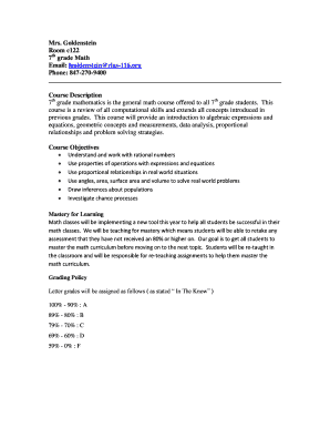 7th Grade Math Course Syllabus