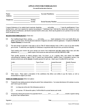 Student Loan Forbearance Application