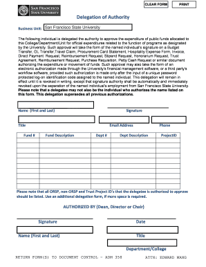 Delegation of Authority Form
