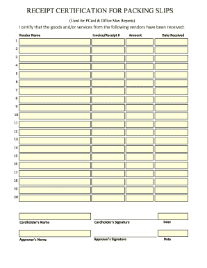 Bill of lading vs packing slip - RECEIPT CERTIFICATION FOR PACKING SLIPS - fiscaffsfsuedu - fiscaff sfsu