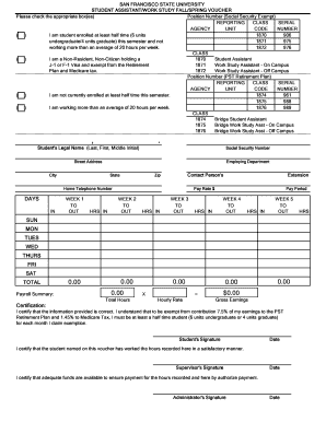 Student Assistant Work Study Voucher