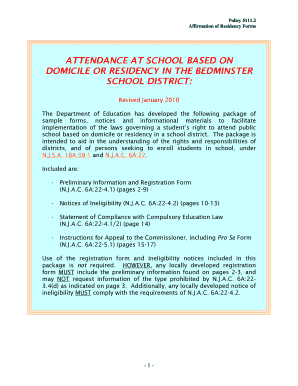 Affirmation of Residency Form