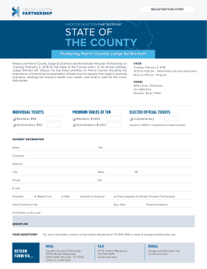 Greater Houston Partnership State of the County Registration Form