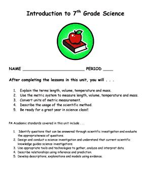 7th Grade Science Metric System Worksheet