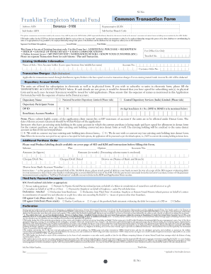 Franklin Templeton Mutual Fund Common Transaction Form