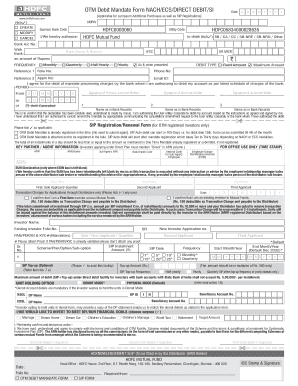 HDFC Mutual Fund OTM Debit Mandate Form