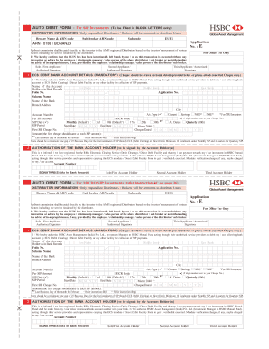 HSBC Mutual Fund SIP Auto Debit Form