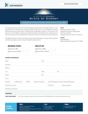 Greater Houston Partnership Event Registration Form