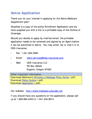 Aetna Medicare Supplement Plan Application
