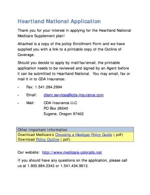 Heartland National Medicare Supplement Application