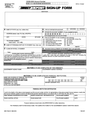 US Federal Direct Deposit Form