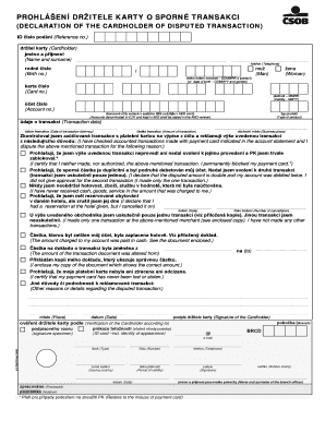 Czech Republic Disputed Transaction Declaration