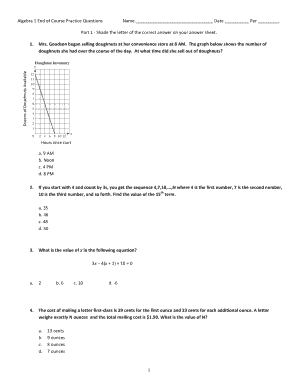 Algebra 1 End of Course Practice Questions