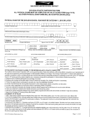 California Interscholastic Federation Student-Athlete Participation Form