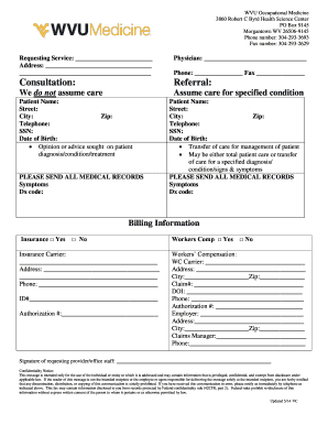WVU Occupational Medicine Referral Form