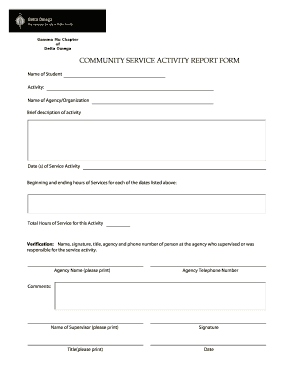 Community Service Activity Report Form